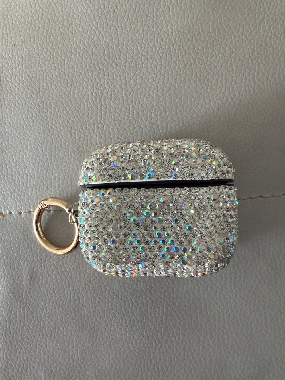 Air pod Generation case sparkling Crystal Embellished Keyring - Silver
